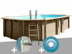Kit piscine bois  safran 6,20 x 3,95 x 1,36 m + alarme + spot