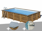 Kit piscine bois  evora 6,20 x 4,20 x 1,33 m + bâche hiver + alarme