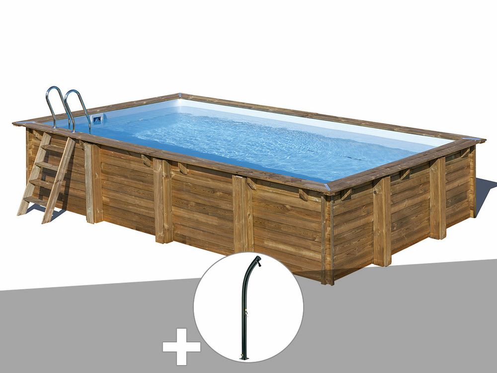 Kit piscine bois evora 6,20 x 4,20 x 1,33 m + douche