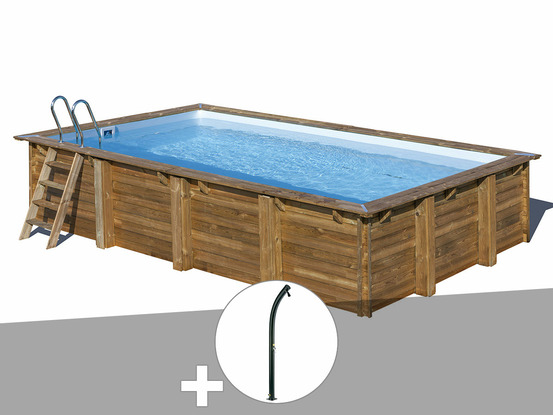 Kit piscine bois evora 6,20 x 4,20 x 1,33 m + douche
