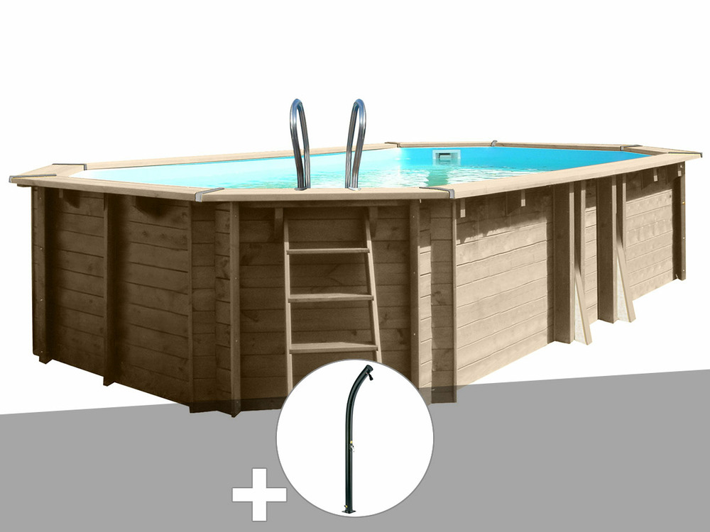 Kit piscine bois safran 2 6,20 x 3,95 x 1,36 m + douche