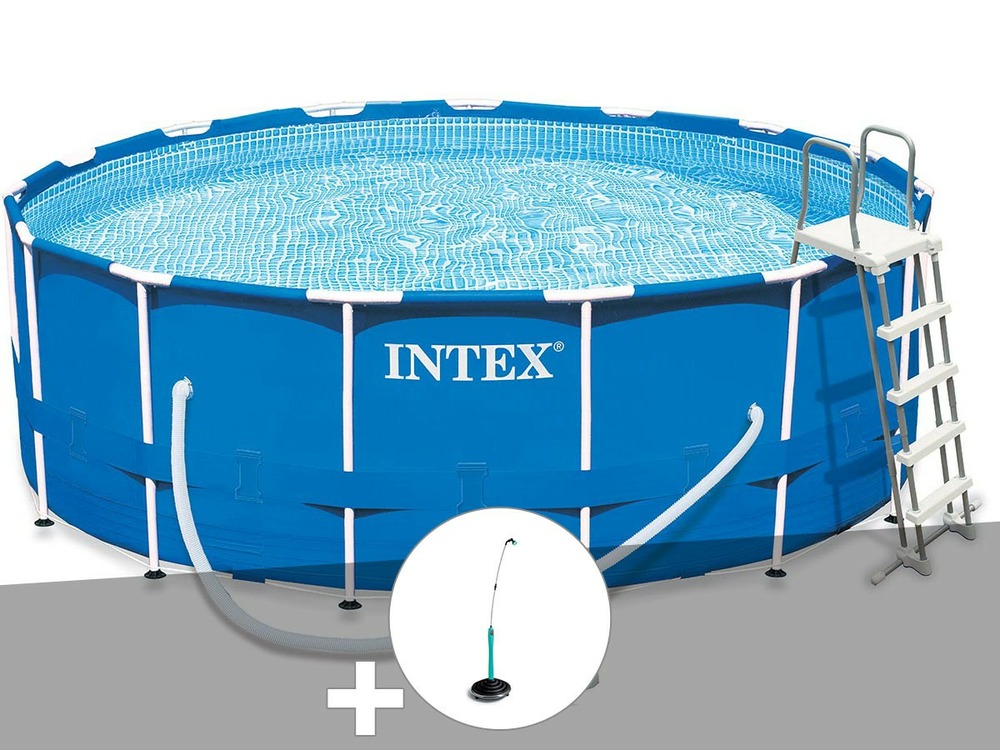 Kit piscine tubulaire  metal frame ronde 4,57 x 1,22 m + douche solaire
