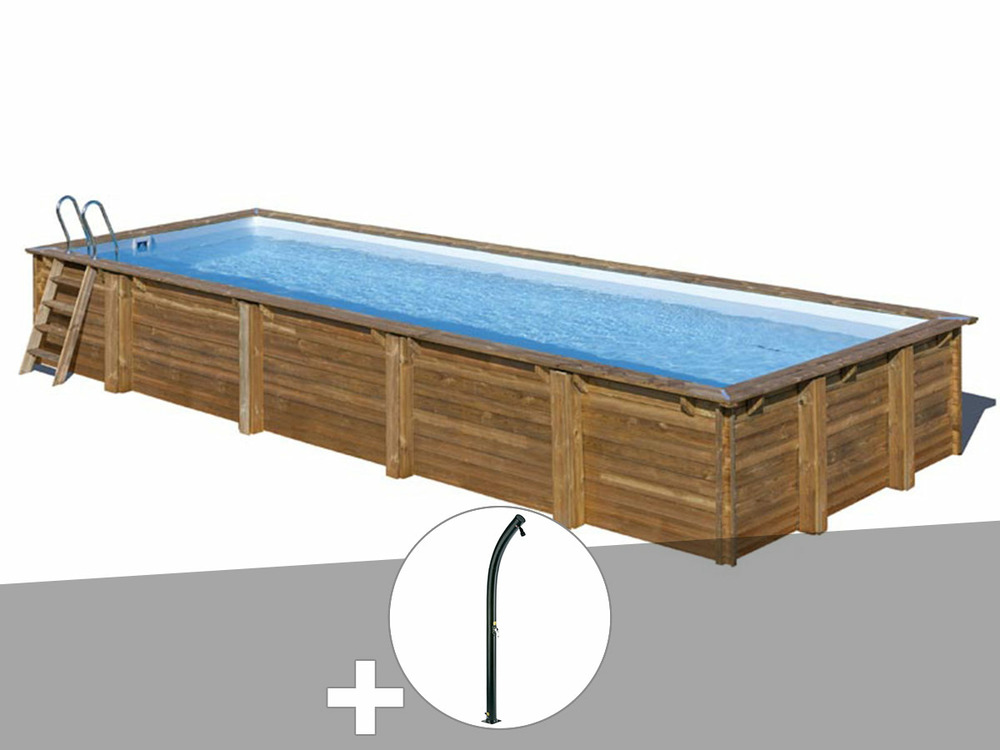 Kit piscine bois mint 10,10 x 4,18 x 1,46 m + douche