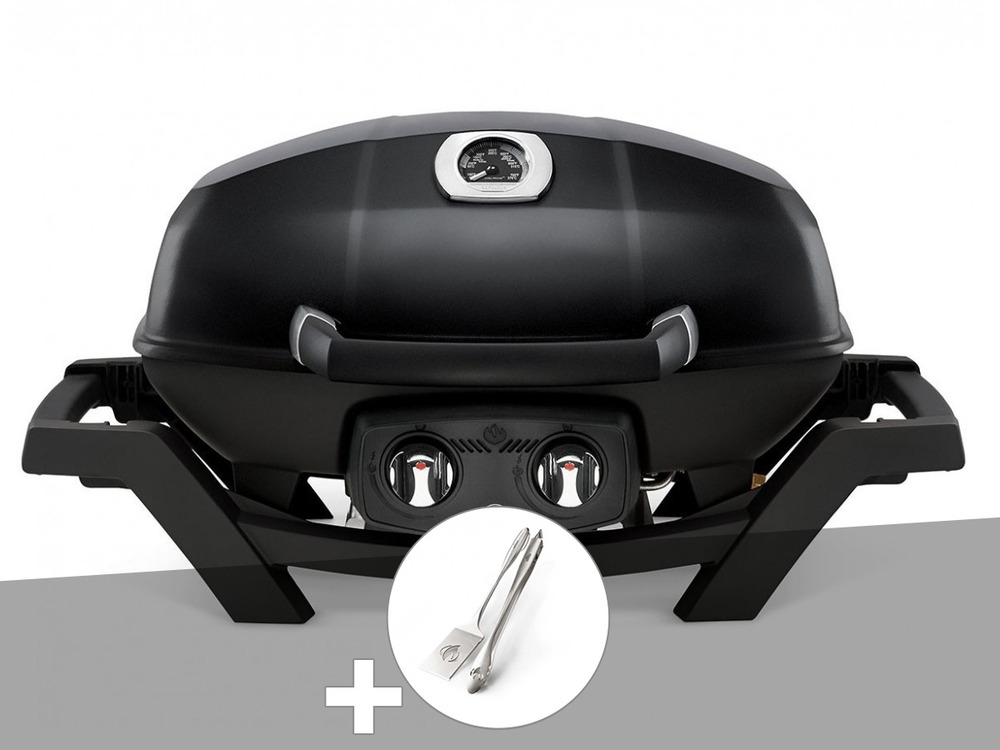 Barbecue à gaz travel q pro 285 noir + ensemble 2 ustensiles