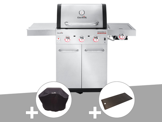 Barbecue à gaz professional pro s 3 + housse de protection + plancha