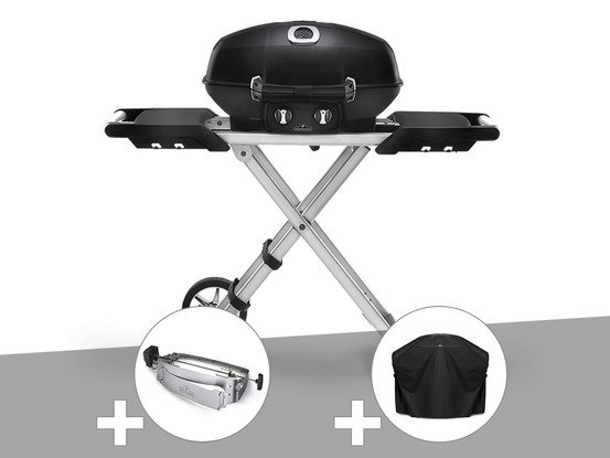 Barbecue à gaz travel q pro 285x + rôtissoire + housse