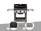 Barbecue gaz  spirit ii e-310 + plancha + housse + 1/2 grille de cuisson