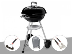 Barbecue  compact kettle 47 cm + brosse + housse + kit ustensiles
