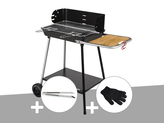 Barbecue charbon florence + pince en inox + gant de protection