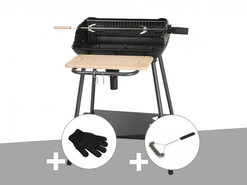 Barbecue charbon bergamo + gant de protection + brosse en t