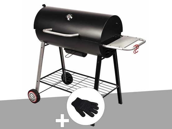 Barbecue à charbon sur chariot michigan + gant de protection