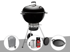 Barbecue  master-touch gbs 57 cm noir + housse + kit cheminée + plancha