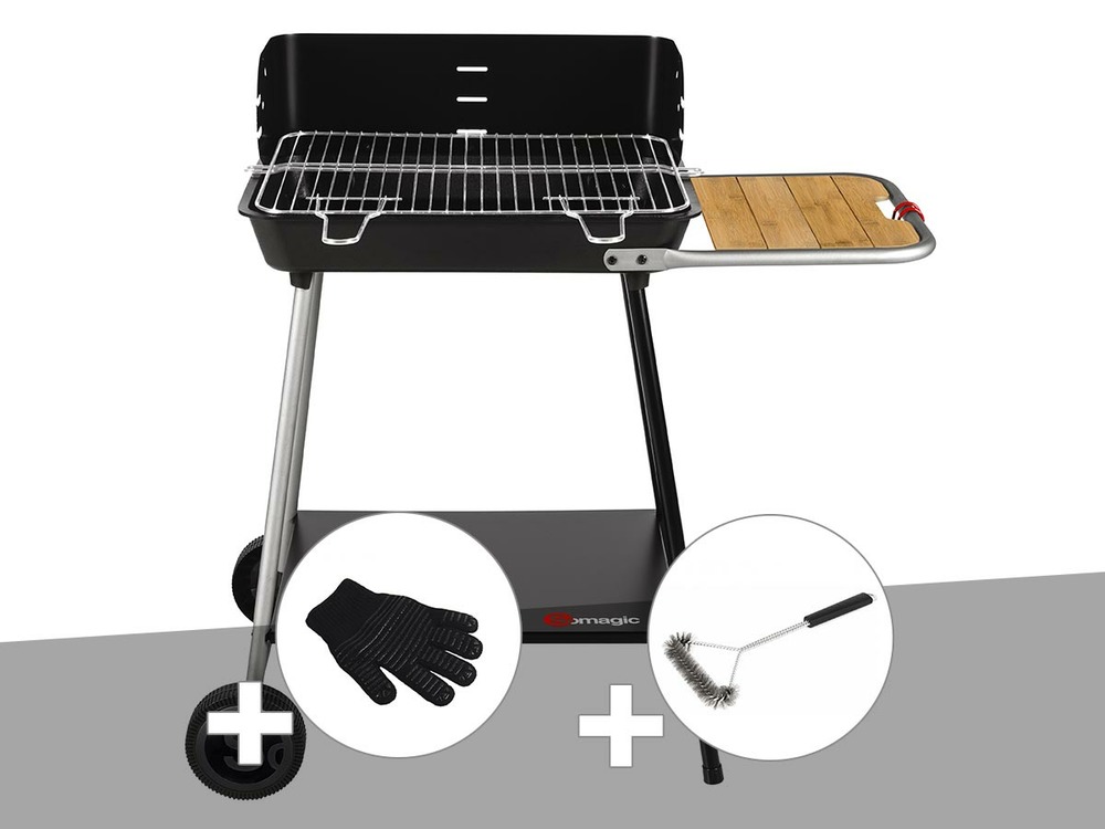 Barbecue charbon florence + gant de protection + brosse en t
