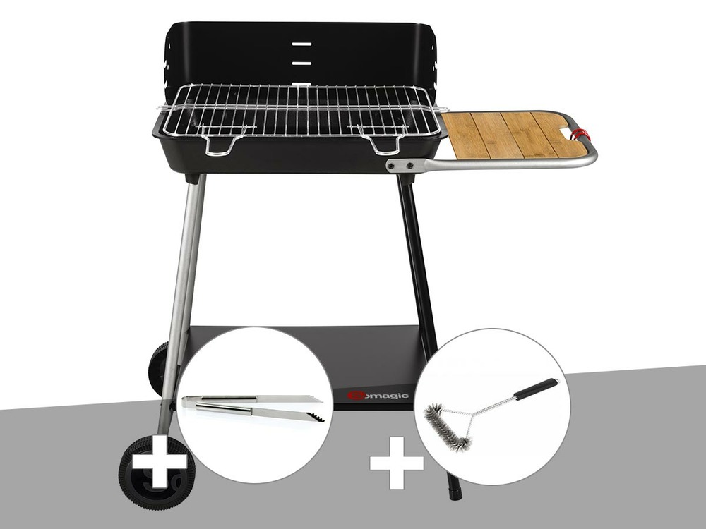 Barbecue charbon florence + pince en inox + brosse en t