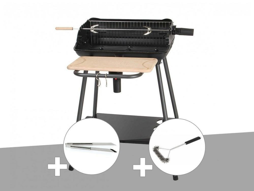 Barbecue charbon bergamo + pince en inox + brosse en t