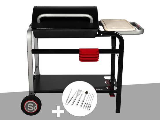 Barbecue à charbon vulcano 2600 + malette 8 ustensiles