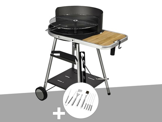 Barbecue charbon port grimaud + malette 8 accessoires inox