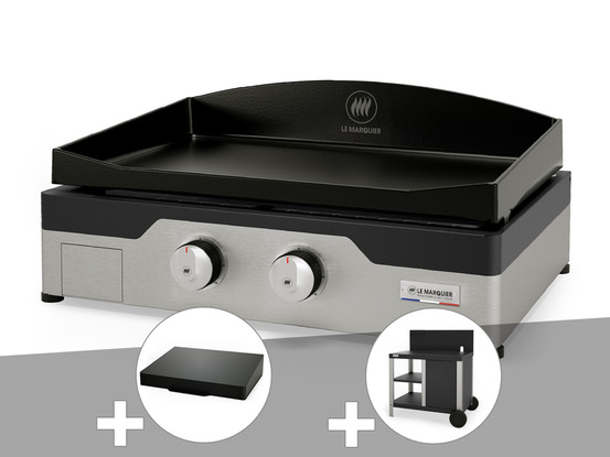 Plancha gaz signature allure 260 duo + couvercle de protection + desserte