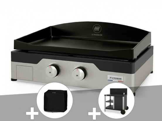 Plancha gaz signature allure 260 duo + housse de protection + desserte