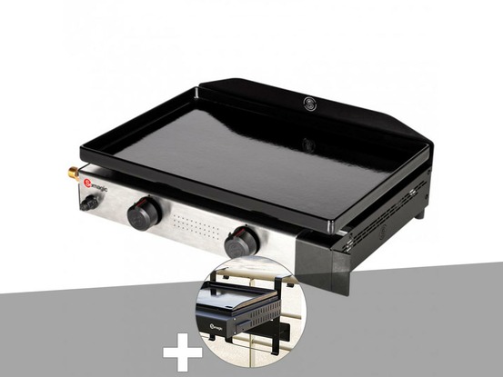 Plancha gaz à poser 2 brûleurs solia 200 + support balcon