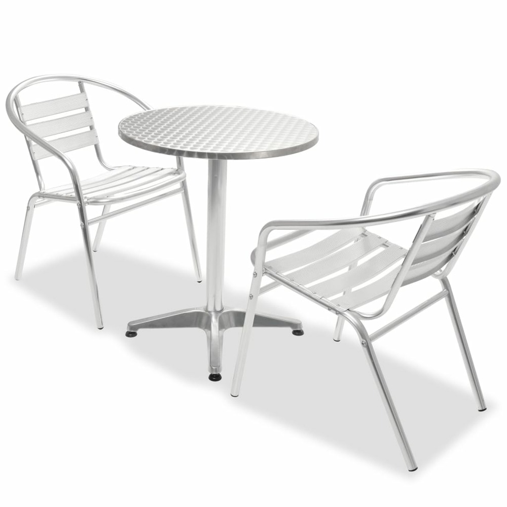 Mobilier de bistro 3 pcs avec chaises empilables aluminium