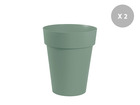 Lot de 2 pots de fleurs ronds en plastique  toscane vert laurier - ø 44 cm