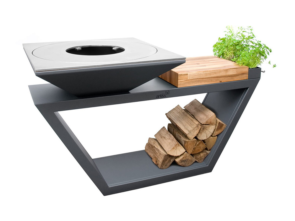 Brasero g4 graphite plaque de cuisson acier inoxydable alimentaire - artiss