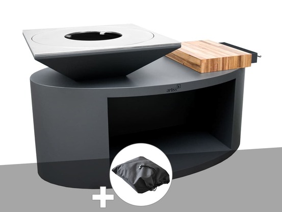 Brasero g3 graphite plaque acier carbone + housse de protection - artiss