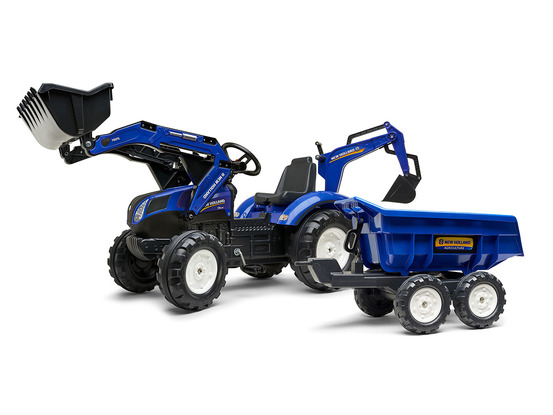 Tractopelle enfant new holland avec remorque + excavatrice 3 à 7 ans