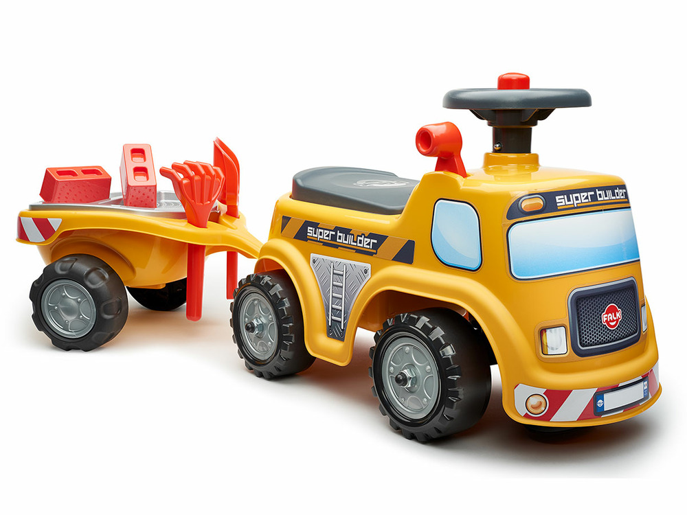 Porteur enfant chantier super builder avec remorque 1 à 3 ans
