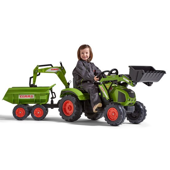 Tractopelle enfant class axos 330 avec remorque + excavatrice 3 à 7 ans