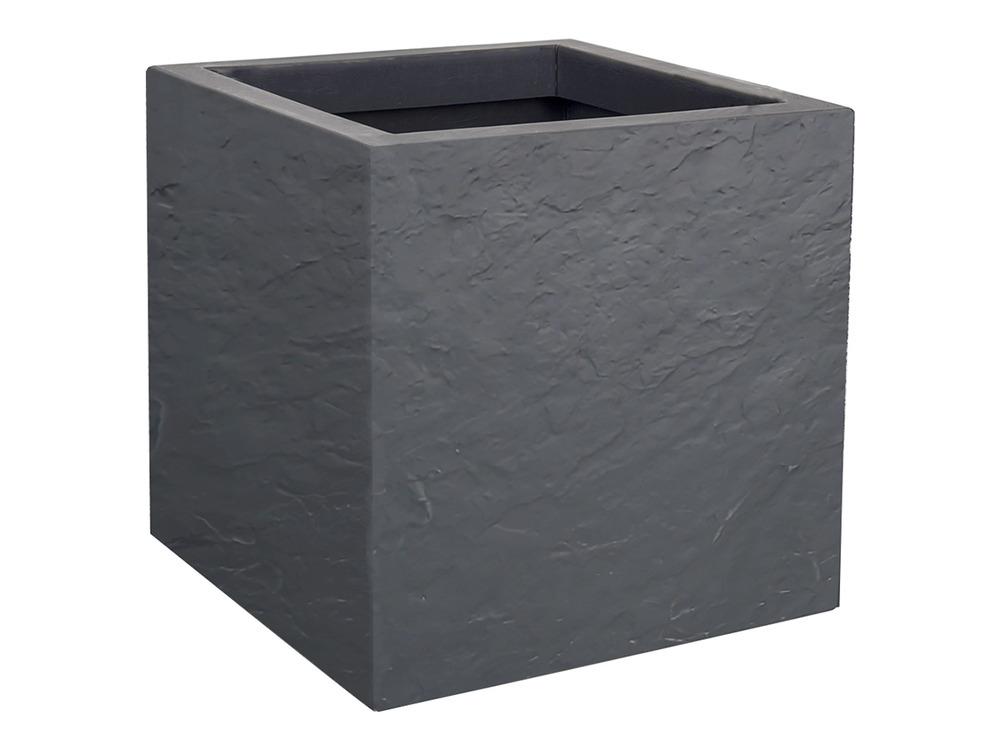 Jardinière carrée volcania up effet pierre 21 l gris galet