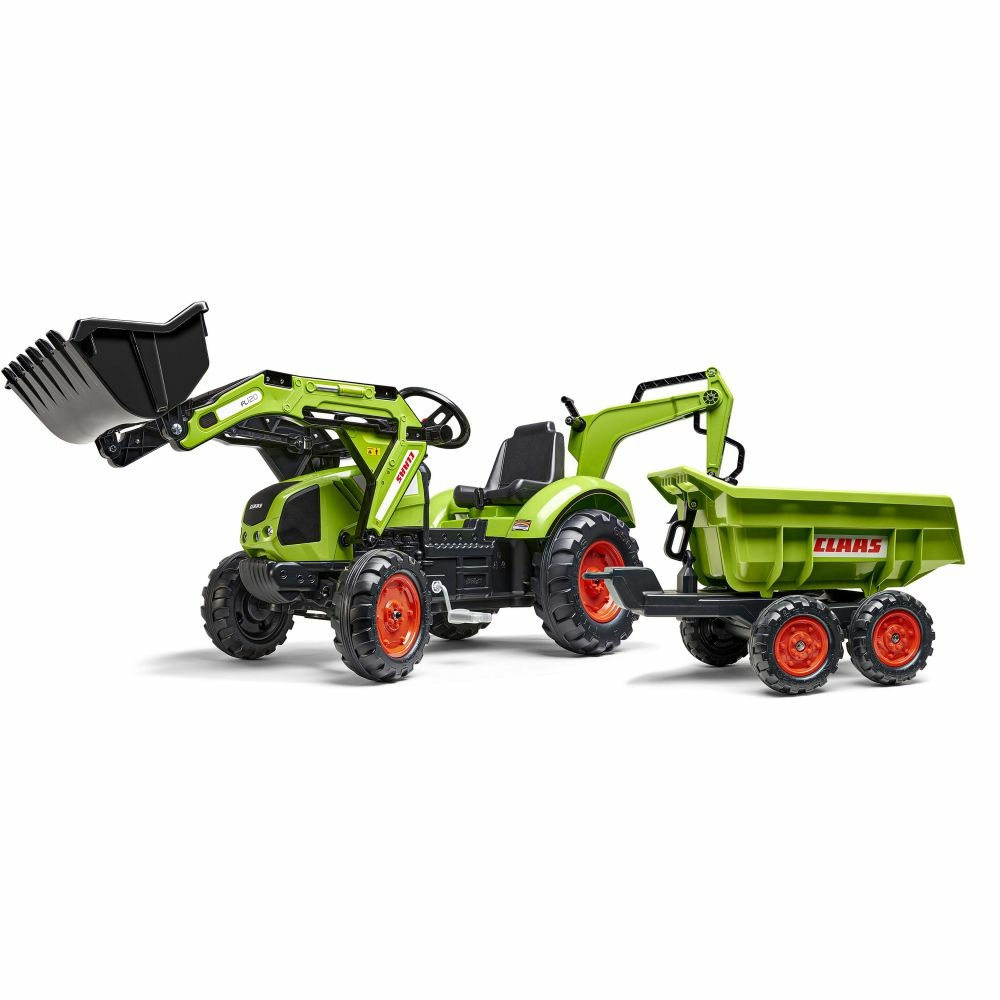 Tractopelle claas avec excavatrice et remorque basculante