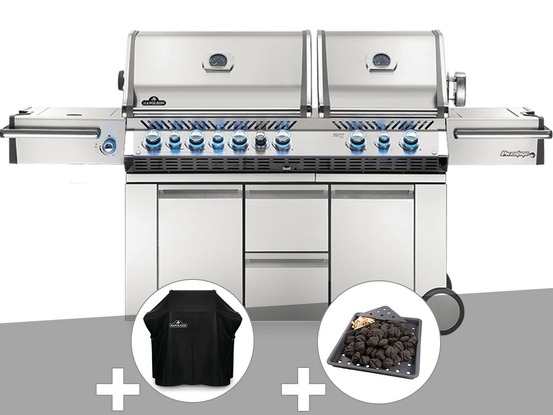 Barbecue à gaz prestige pro 825 + housse de protection + plateau charbon