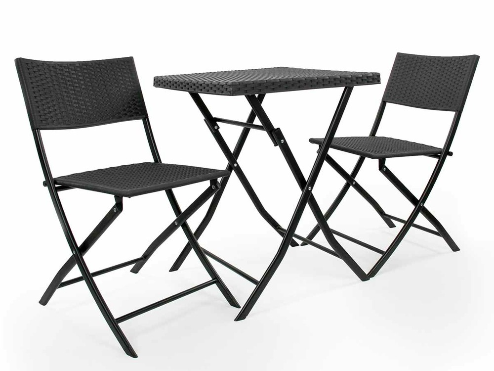 Salon de jardin en résine tressée oruro 2 places anthracite