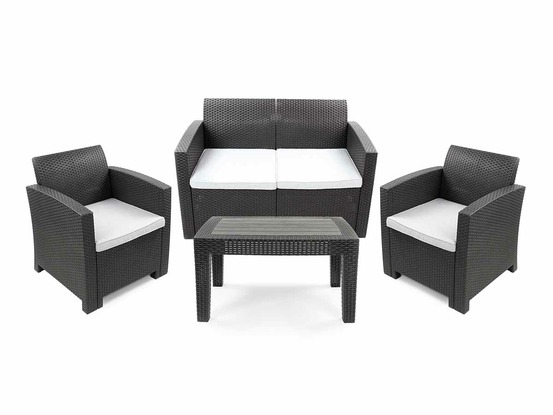 Salon de jardin en résine tressée vinto 4 places anthracite