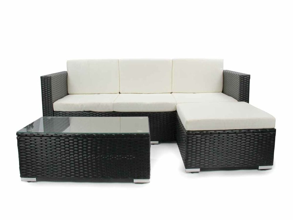 Salon de jardin en résine tressée camiri 4 places noir