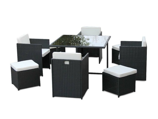 Salon de jardin en résine tressée artigas ii 4-8 places noir