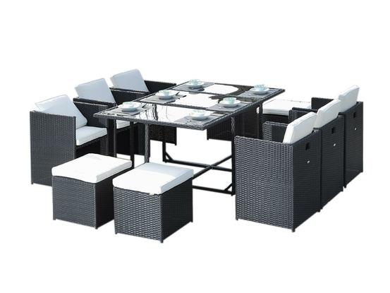 Salon de jardin en résine tressée artigas ii 6-10 places noir