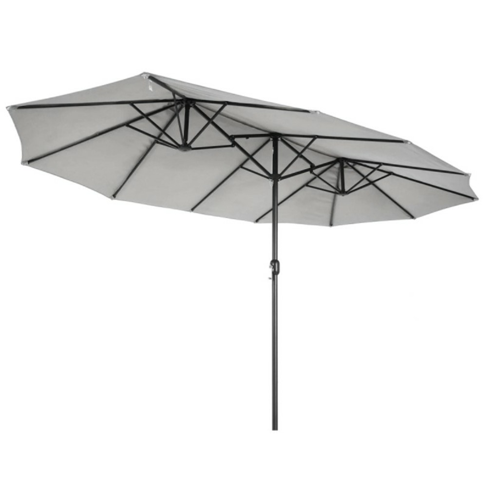 Parasol double 450 x 265 x h240 cm twin aluminium toile polyester gris