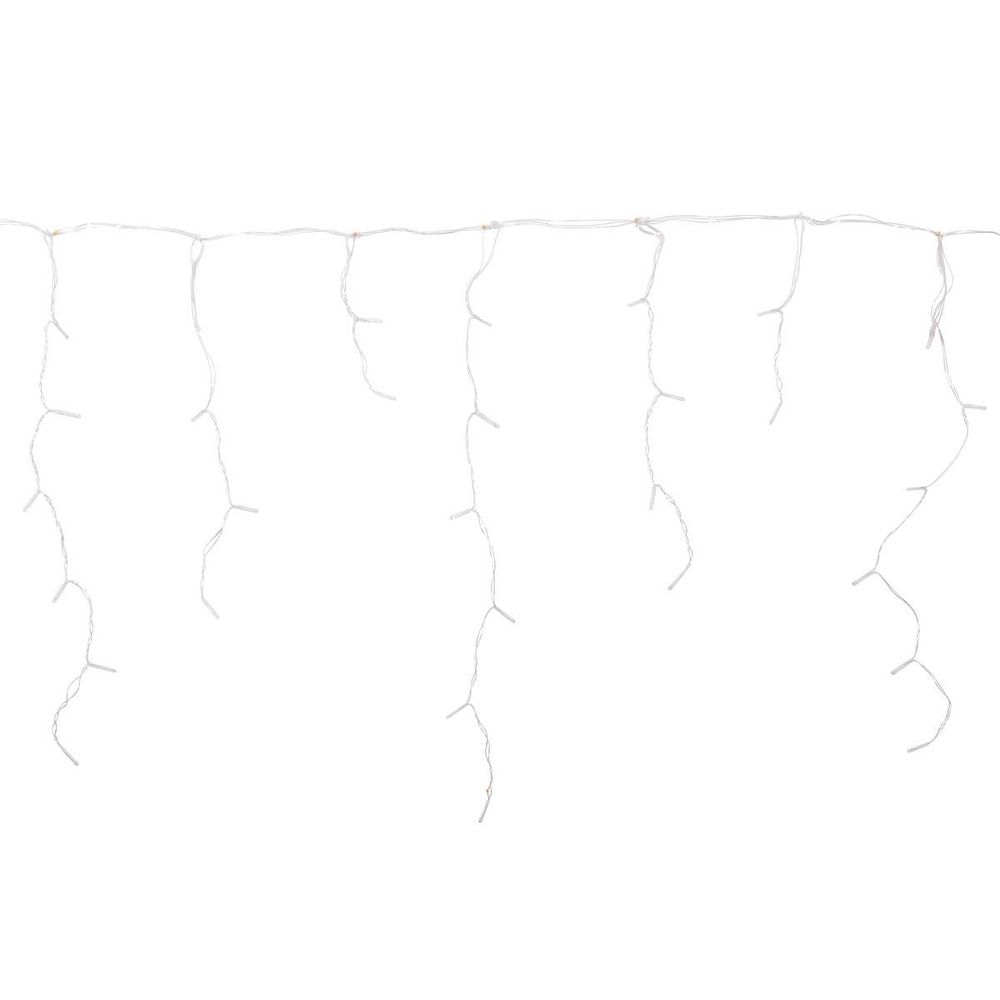 Rideau lumineux stalactite d'extérieur 4 m 240 led blanc froid 8 fonctions avec minuteur à piles
