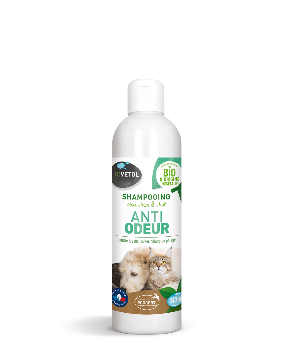 Shampooing anti-odeur - chien chat - bio certifié ecocert - tous pelages-  240ml