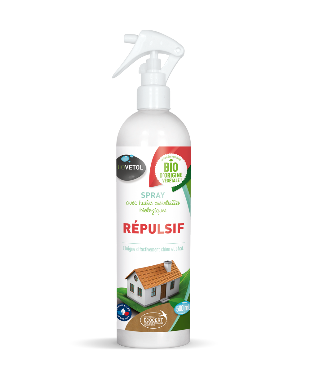 Spray répulsif -  bio certifié ecocert - efficace pour chien & chat -  500 ml