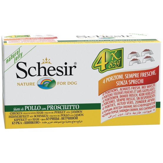 Boïte schésir en gelée chien 4 boîtes x 85g 4 boîtes x 85 g poulet / jambon