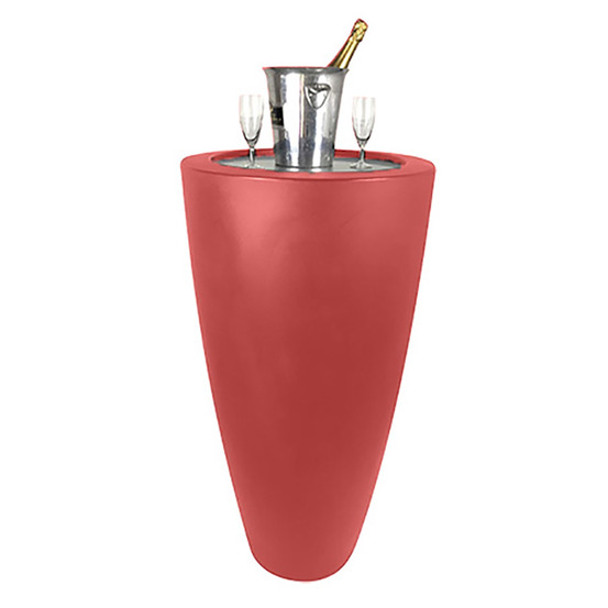 Pot conique 3 en 1pot de fleurs- mange debout-seau a champagne dessus inox