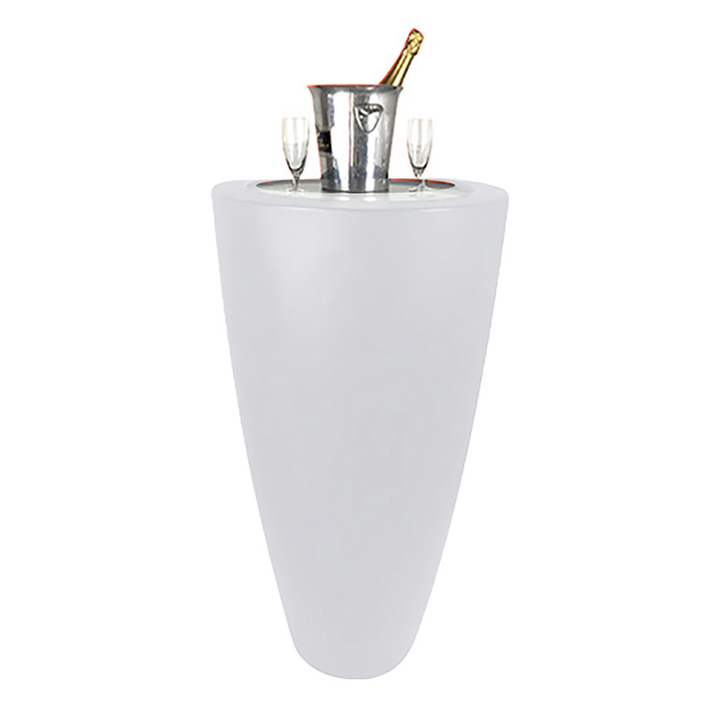 Pot conique 3 en 1pot de fleurs- mange debout-seau a champagne dessus inox