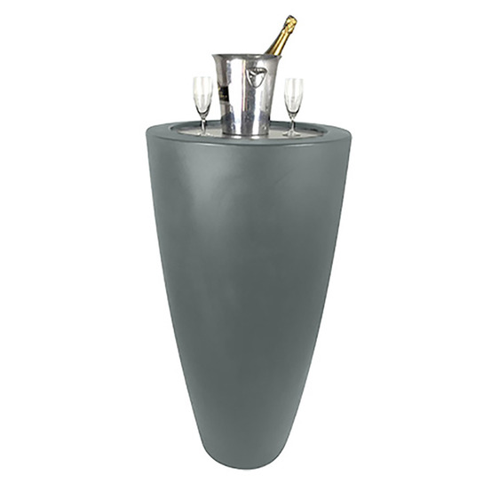 Pot conique 3 en 1pot de fleurs- mange debout-seau a champagne dessus inox