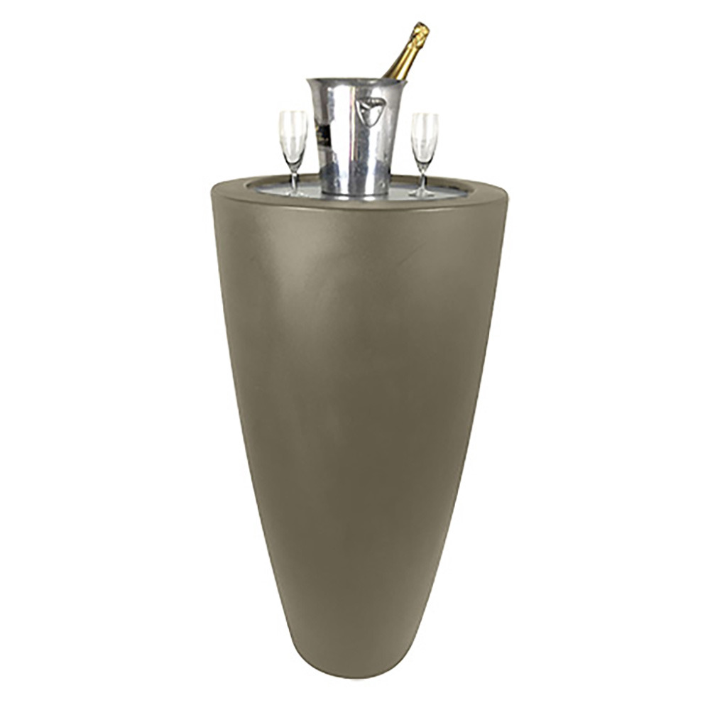 Pot conique 3 en 1pot de fleurs- mange debout-seau a champagne dessus inox