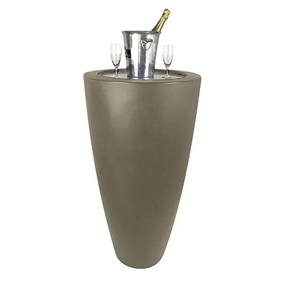 Pot conique 3 en 1pot de fleurs- mange debout-seau a champagne dessus inox