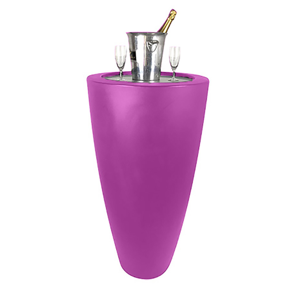 Pot conique 3 en 1pot de fleurs- mange debout-seau a champagne dessus inox